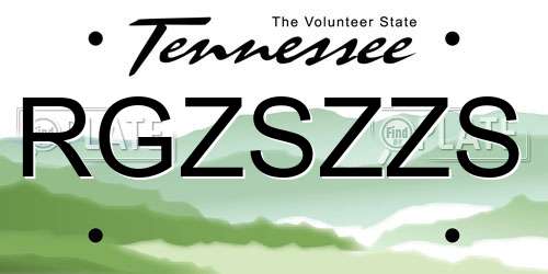 RGZSZZS Tennessee License Plate