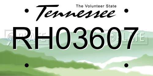 RH03607 Tennessee License Plate