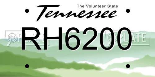 RH6200 Tennessee License Plate