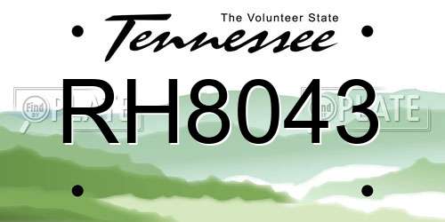 RH8043 Tennessee License Plate