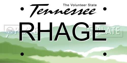 RHAGE Tennessee License Plate