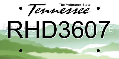 RHD3607 Tennessee License Plate