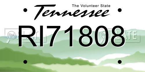 RI71808 Tennessee License Plate