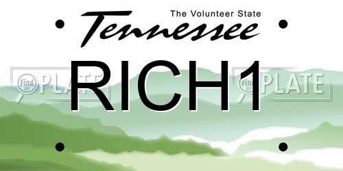 RICH1 Tennessee License Plate