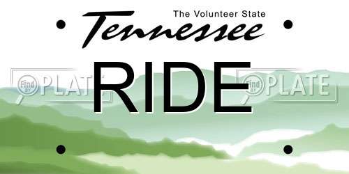 RIDE Tennessee License Plate