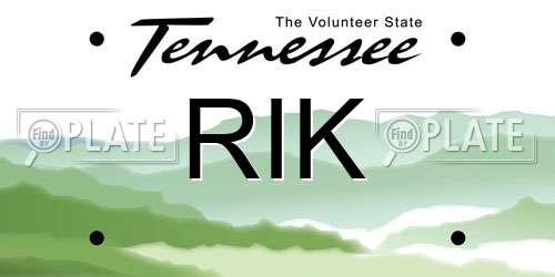RIK Tennessee License Plate