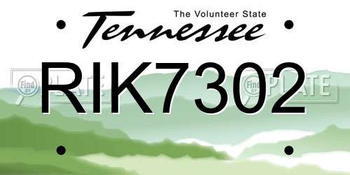RIK7302 Tennessee License Plate