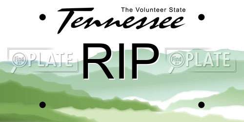RIP Tennessee License Plate