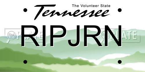 RIPJRN Tennessee License Plate