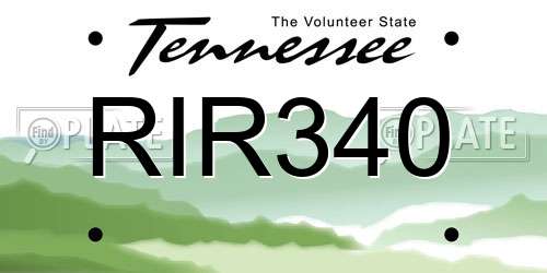 RIR340 Tennessee License Plate