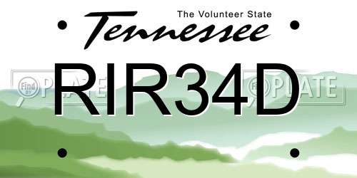 RIR34D Tennessee License Plate