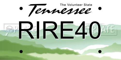 RIRE40 Tennessee License Plate