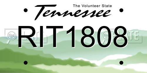 RIT1808 Tennessee License Plate