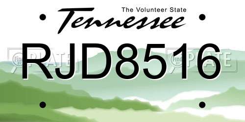 RJD8516 Tennessee License Plate