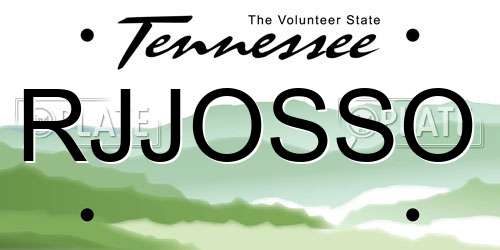 RJJOSSO Tennessee License Plate