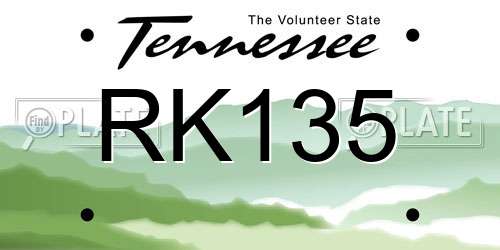 RK135 Tennessee License Plate