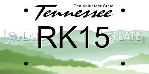 RK15 Tennessee License Plate