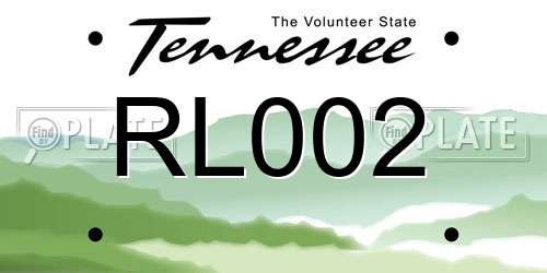 RL002 Tennessee License Plate