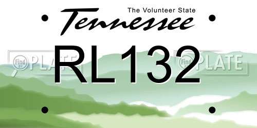 RL132 Tennessee License Plate
