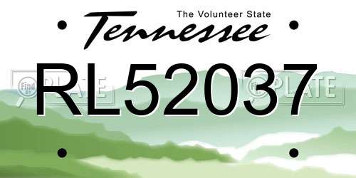 RL52037 Tennessee License Plate