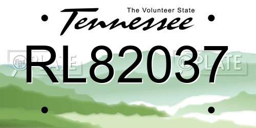 RL82037 Tennessee License Plate