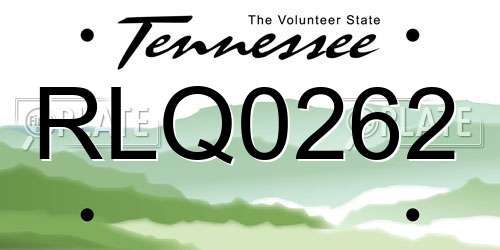 RLQ0262 Tennessee License Plate