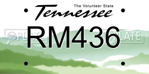 RM436 Tennessee License Plate