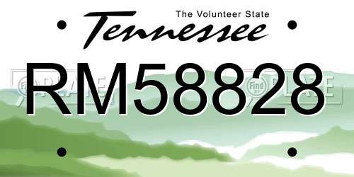 RM58828 Tennessee License Plate