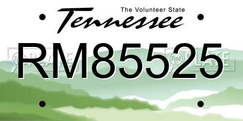 RM85525 Tennessee License Plate