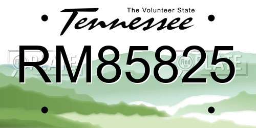 RM85825 Tennessee License Plate