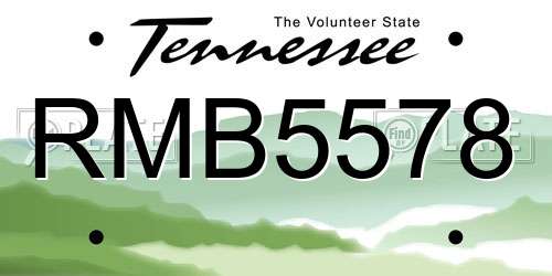 RMB5578 Tennessee License Plate
