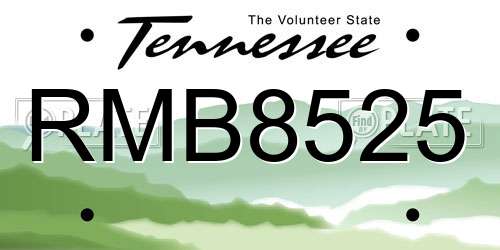 RMB8525 Tennessee License Plate