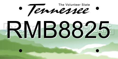 RMB8825 Tennessee License Plate