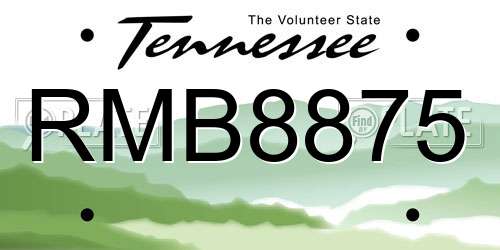 RMB8875 Tennessee License Plate