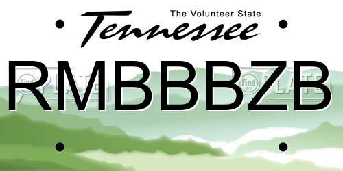 RMBBBZB Tennessee License Plate