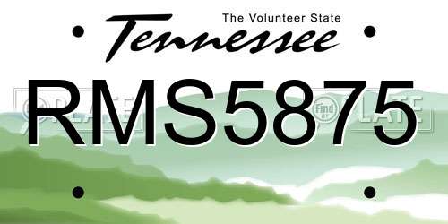 RMS5875 Tennessee License Plate