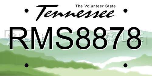 RMS8878 Tennessee License Plate