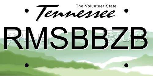 RMSBBZB Tennessee License Plate