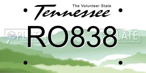 RO838 Tennessee License Plate