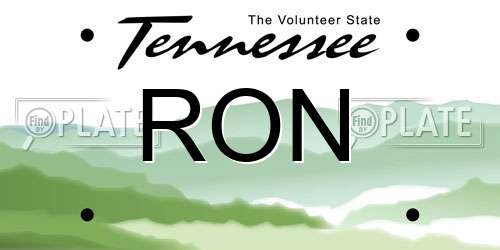 RON Tennessee License Plate