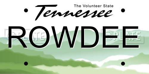 ROWDEE Tennessee License Plate