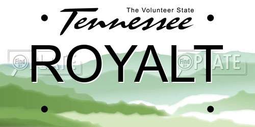 ROYALT Tennessee License Plate
