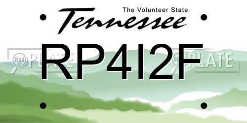 RP4I2F Tennessee License Plate