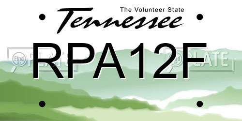 RPA12F Tennessee License Plate
