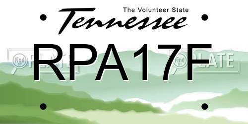 RPA17F Tennessee License Plate