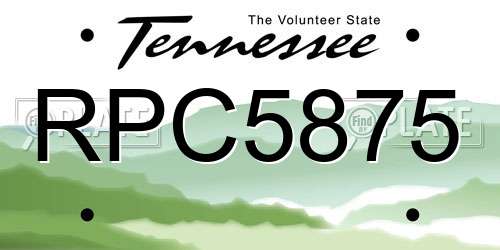 RPC5875 Tennessee License Plate