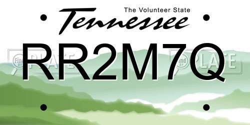 RR2M7Q Tennessee License Plate