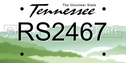 RS2467 Tennessee License Plate