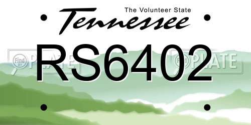 RS6402 Tennessee License Plate