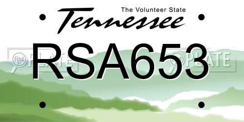 RSA653 Tennessee License Plate
